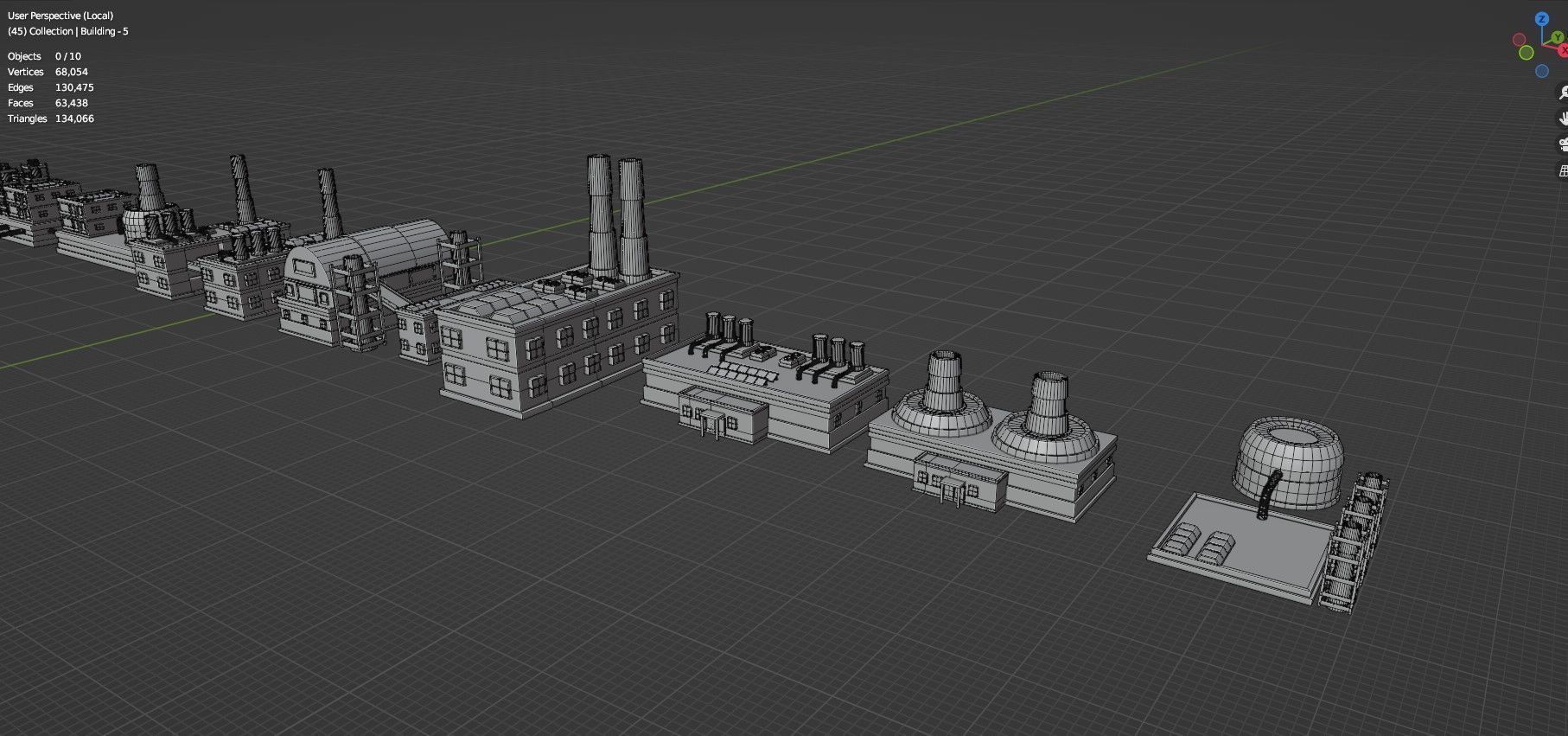 Low Poly Industrial Building Pack Of 70 -Game Ready -Untextured Low-poly 3D model_52