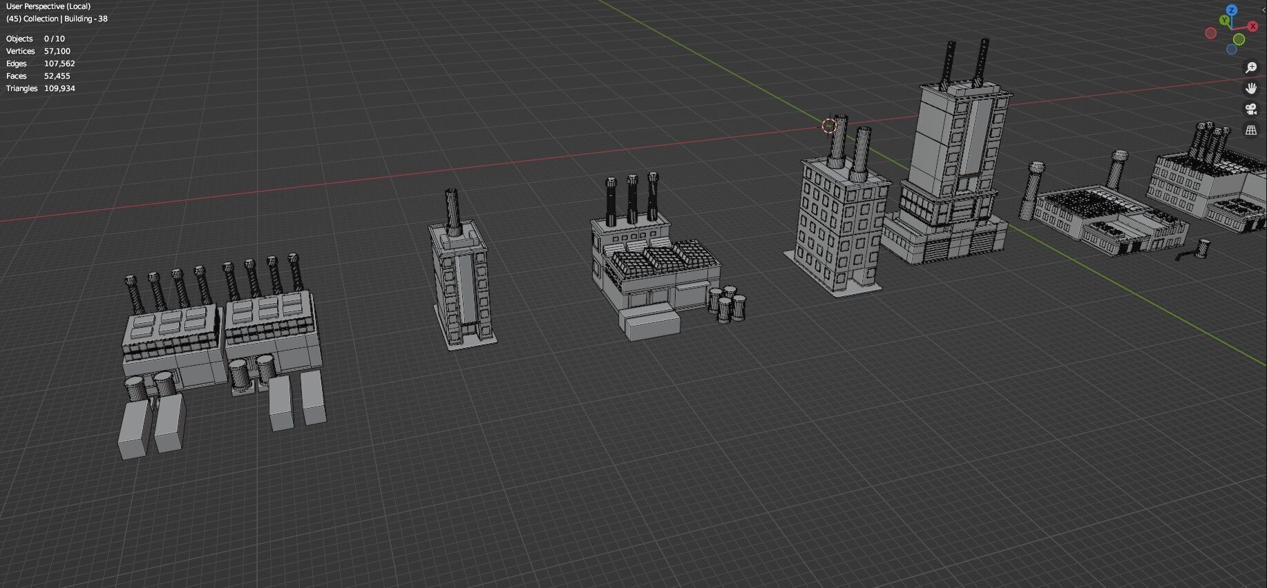 Low Poly Industrial Building Pack Of 70 -Game Ready -Untextured Low-poly 3D model_59