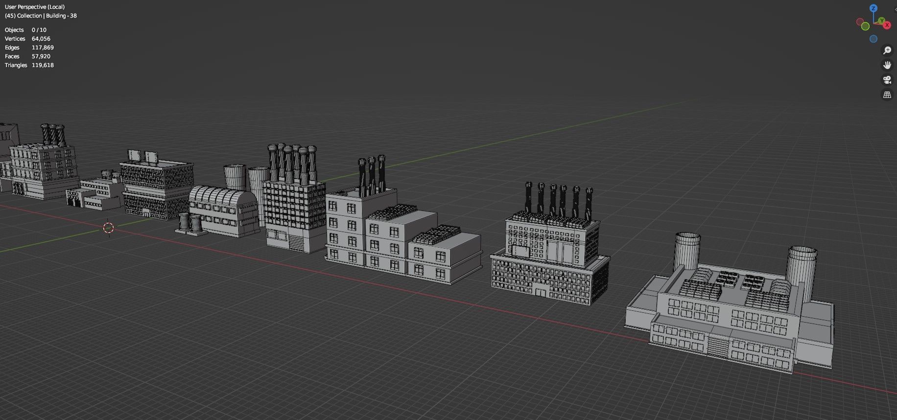 Low Poly Industrial Building Pack Of 70 -Game Ready -Untextured Low-poly 3D model_64
