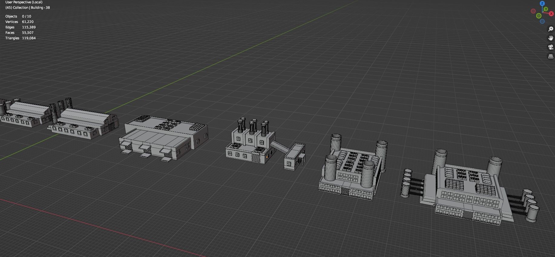 Low Poly Industrial Building Pack Of 70 -Game Ready -Untextured Low-poly 3D model_53