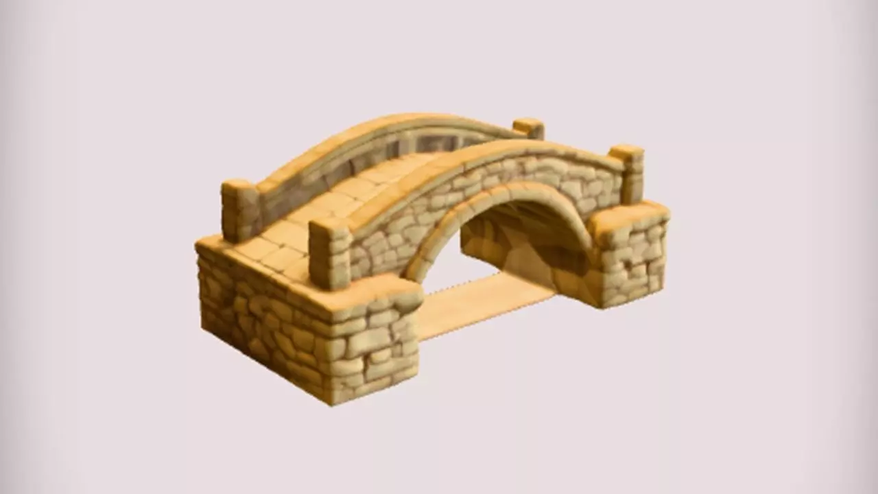 Stone arch bridge model 3D model_0