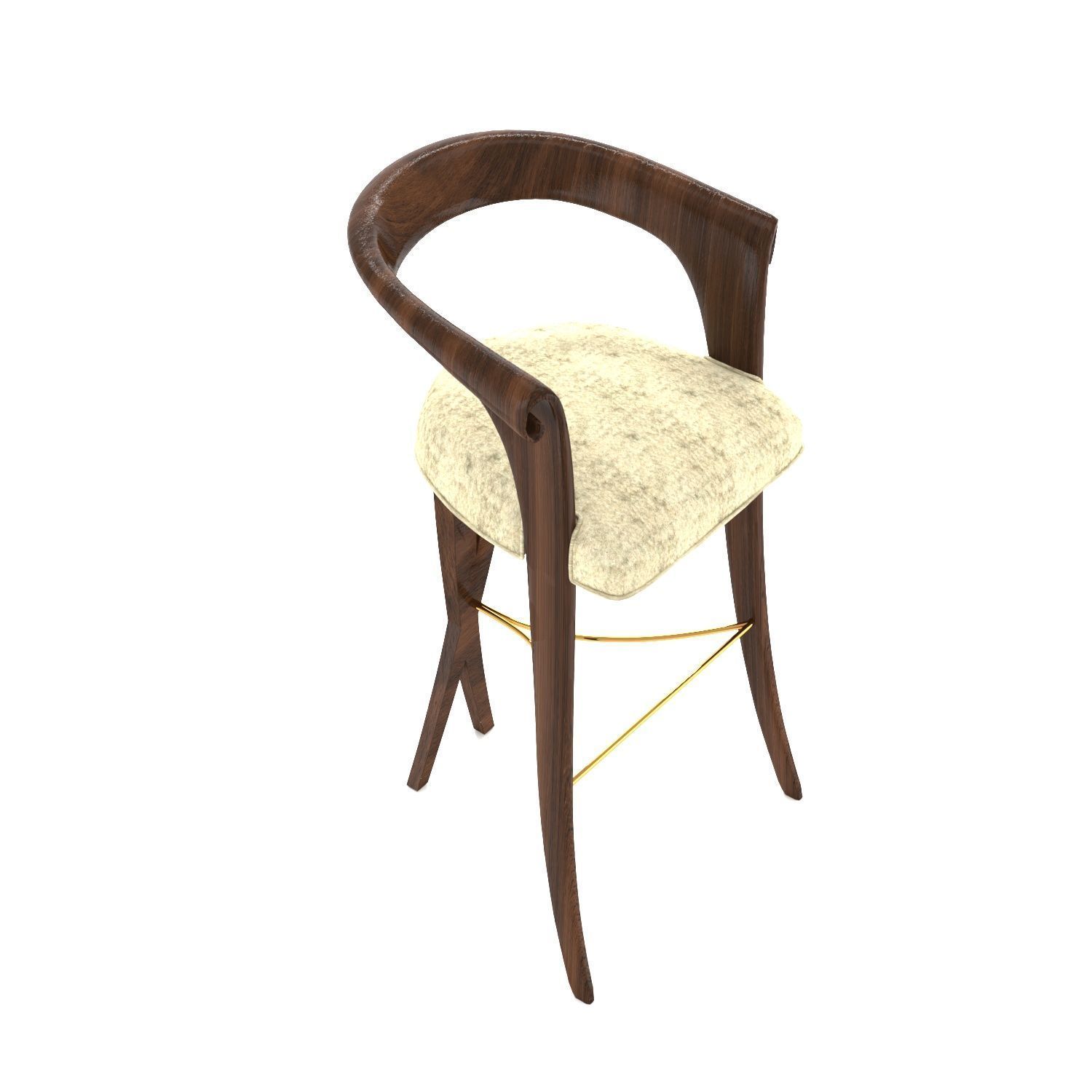Classic Curve Armchair Low-poly 3D model_5