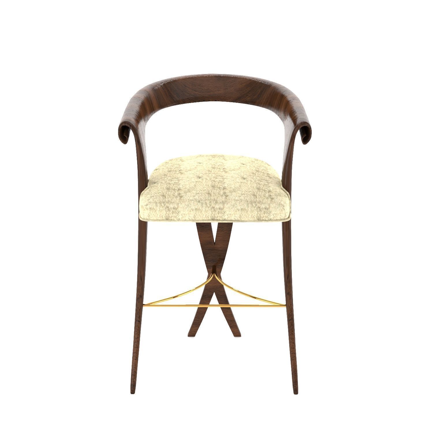 Classic Curve Armchair Low-poly 3D model_1