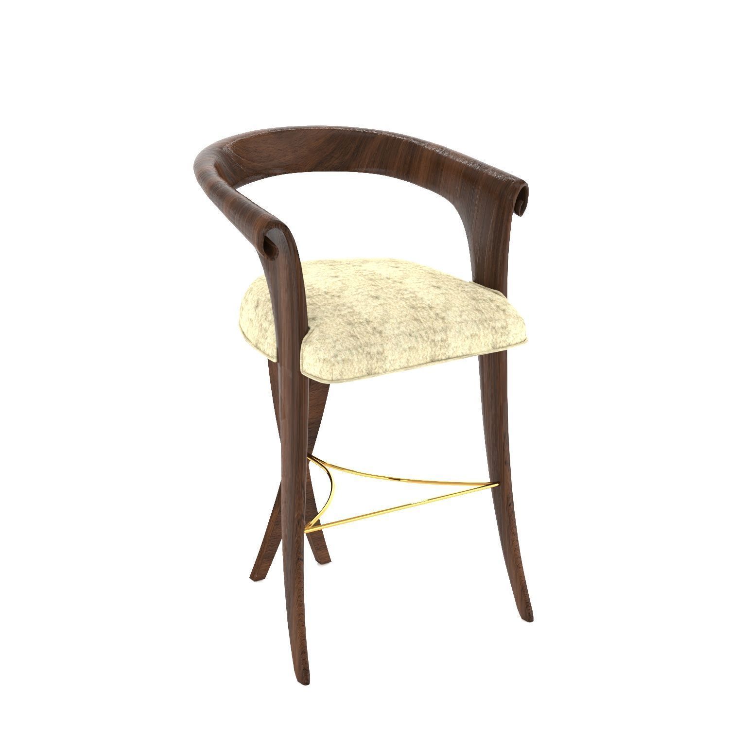 Classic Curve Armchair Low-poly 3D model_2
