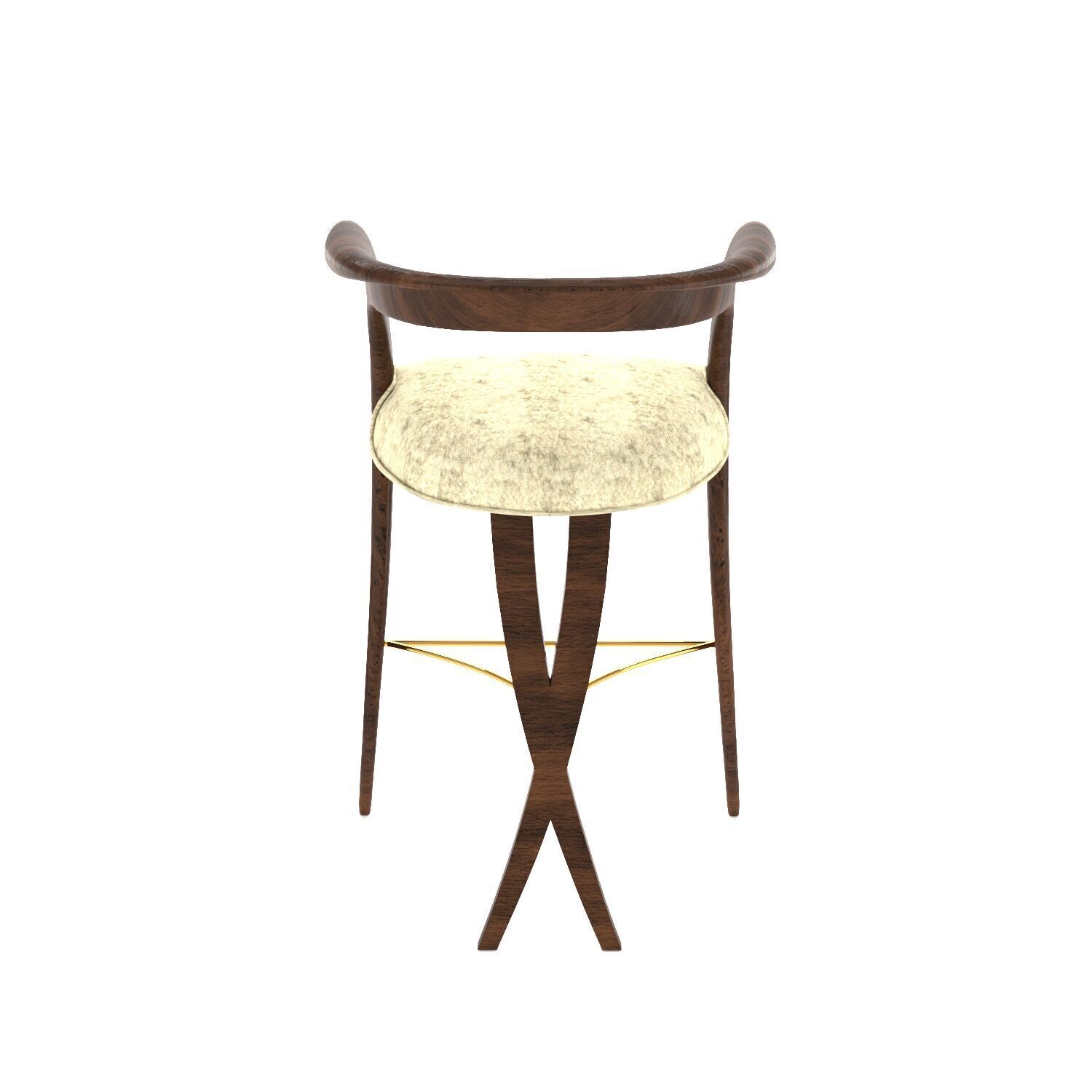 Classic Curve Armchair Low-poly 3D model_3