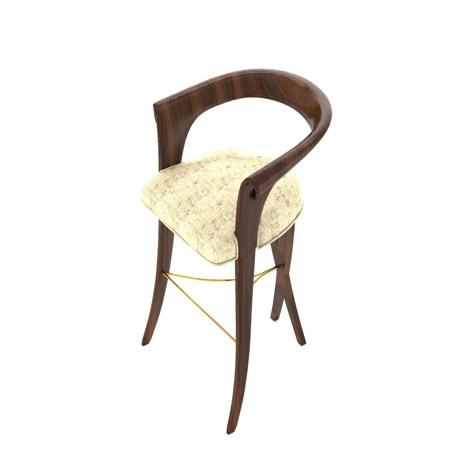 Classic Curve Armchair Low-poly 3D model_4