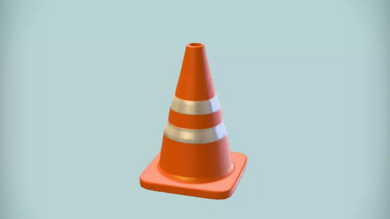 orange traffic cone 3D model_0