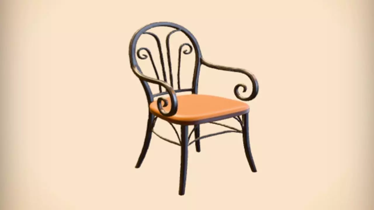 metal chair with intricate design 3D model