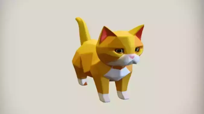 Low poly cat sculpture