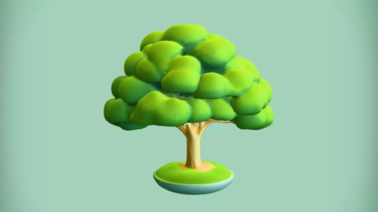 cartoon style tree 3D model_0