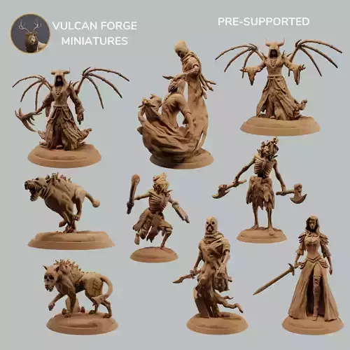 Undead skeleton vampire lich and hell hound bundle 3D print model