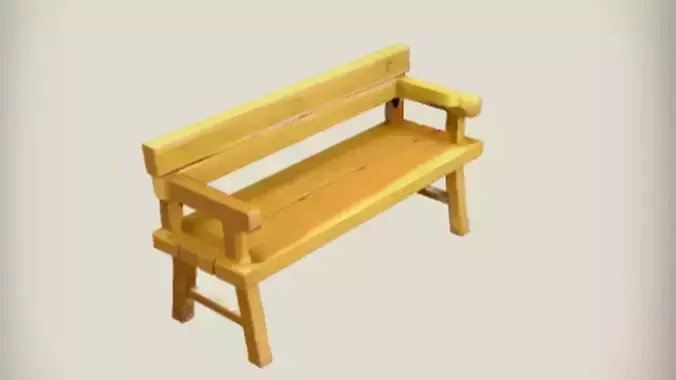 wooden bench 3D Game Ready Model
