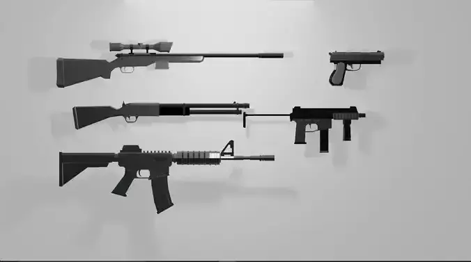 gun Modern Firearms Pack 5 Weapons