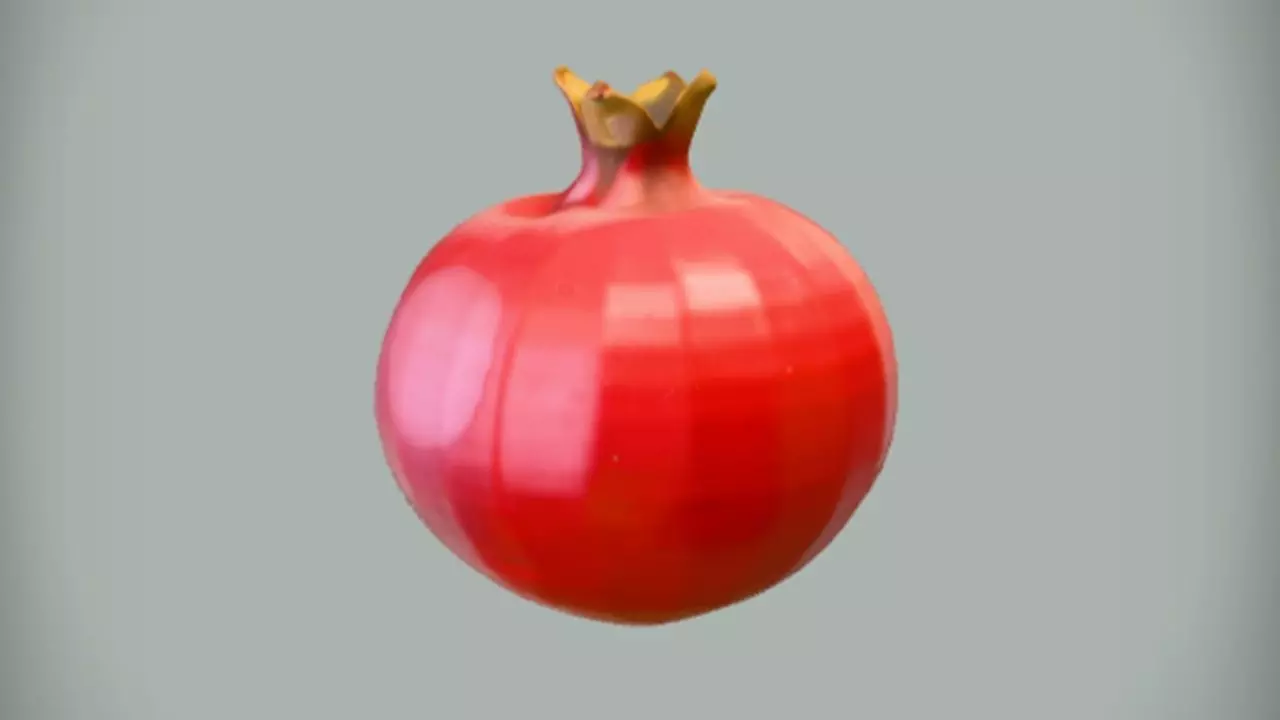 Red ripe pomegranate fruit 3D model_0