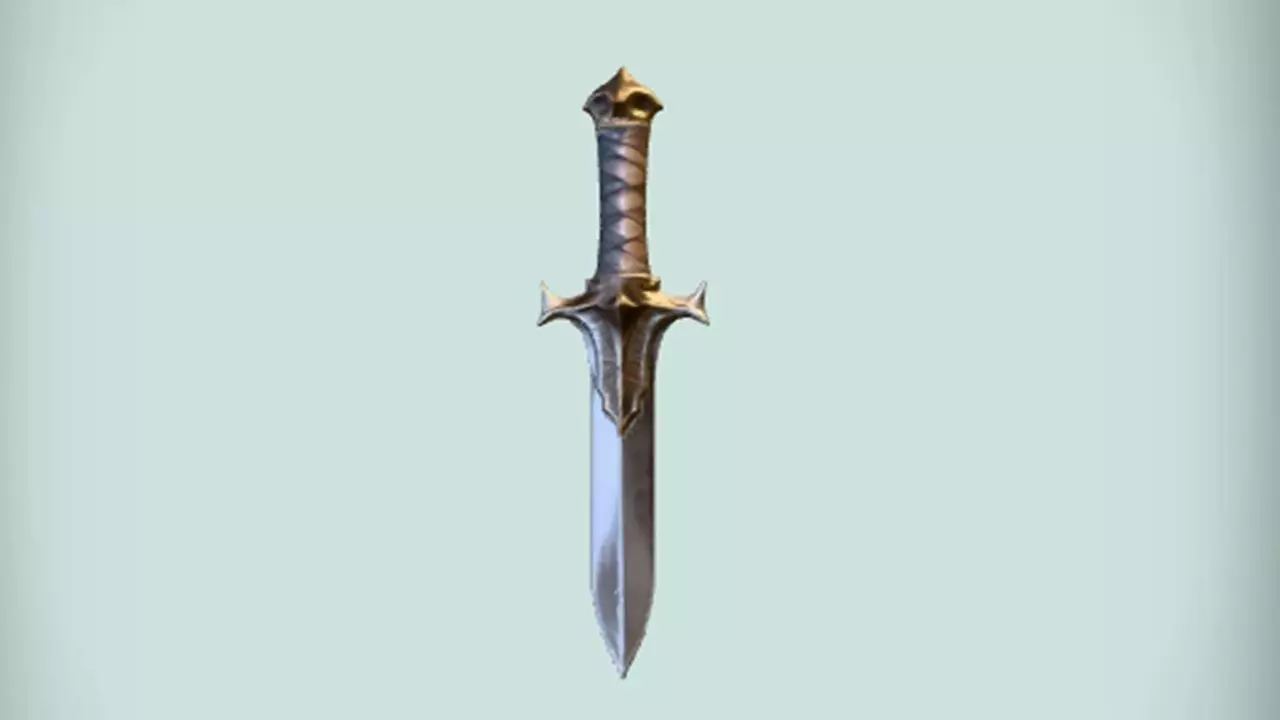 ornate medieval sword 3D model_0