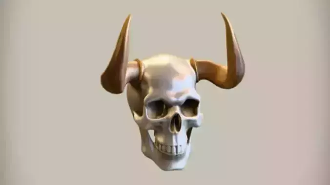 horned skull with horns