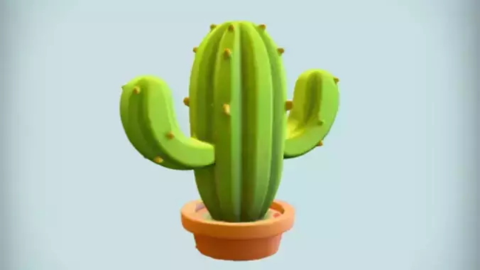 green potted cartoon cactus