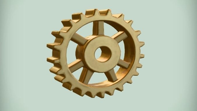 golden cogwheel  3D Game Ready Model 3D model