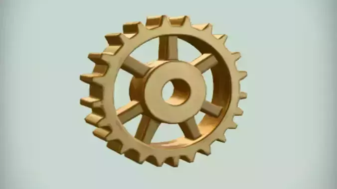 golden cogwheel  3D Game Ready Model