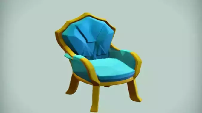 ornate blue and gold armchair