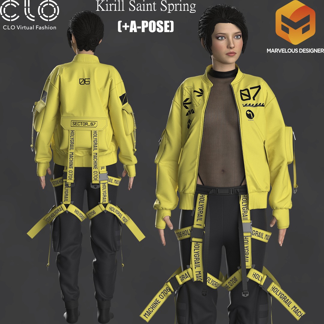 New Outfit Female Marvelous designer Clo3d OBJ mtl FBX ZPRJ 3D model_1