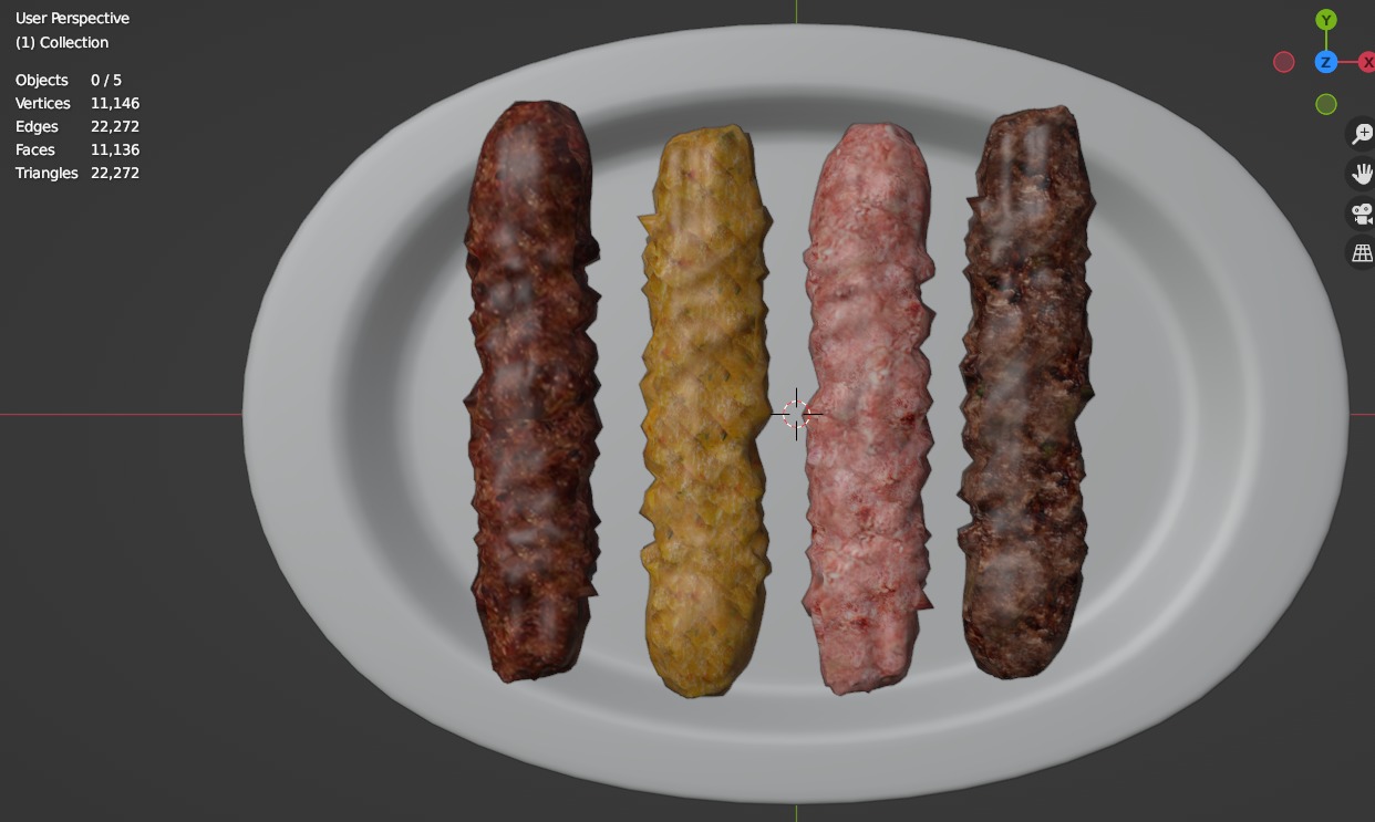 Chicken and meat kebab 3D model_3
