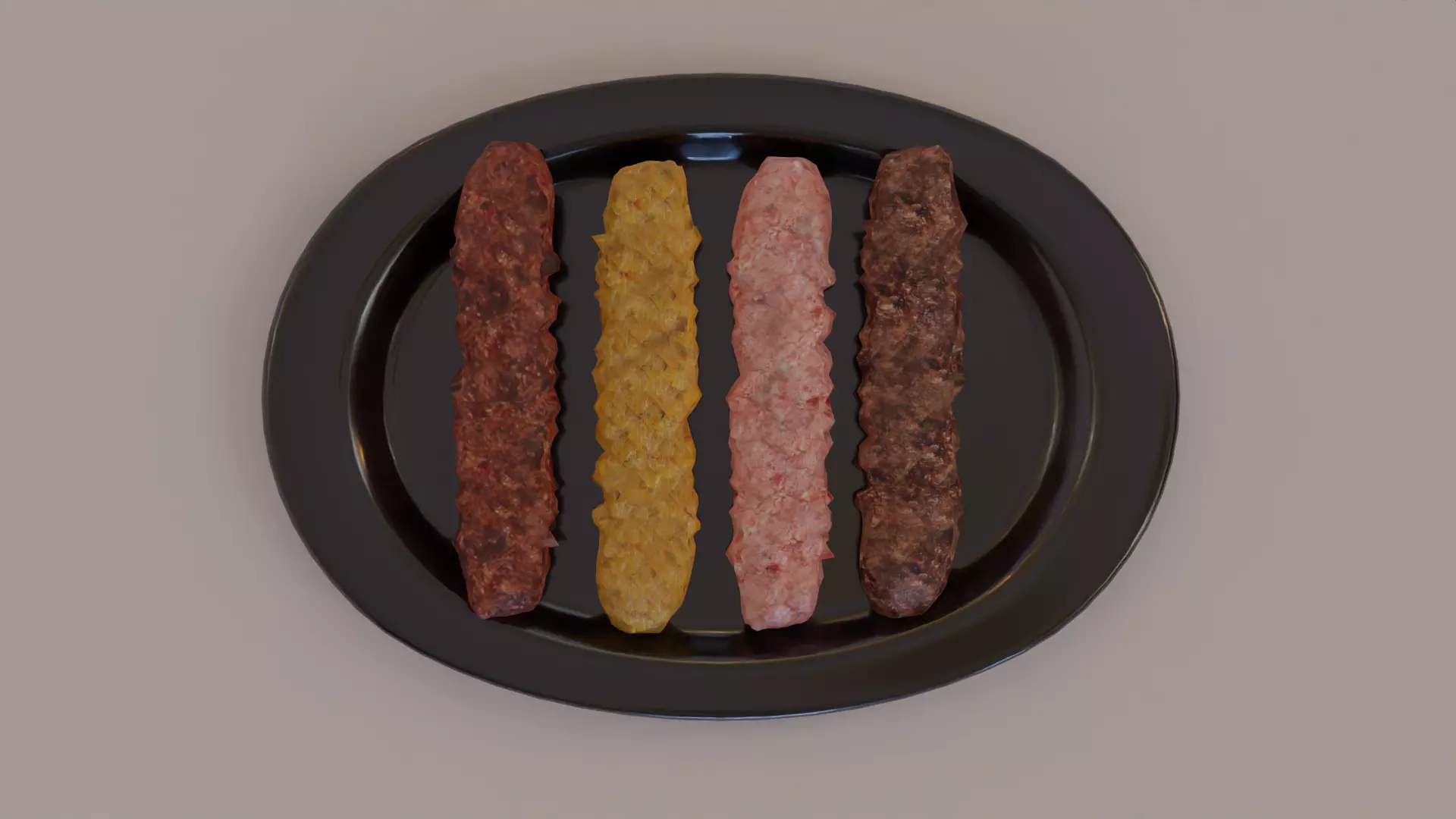 Chicken and meat kebab 3D model_0