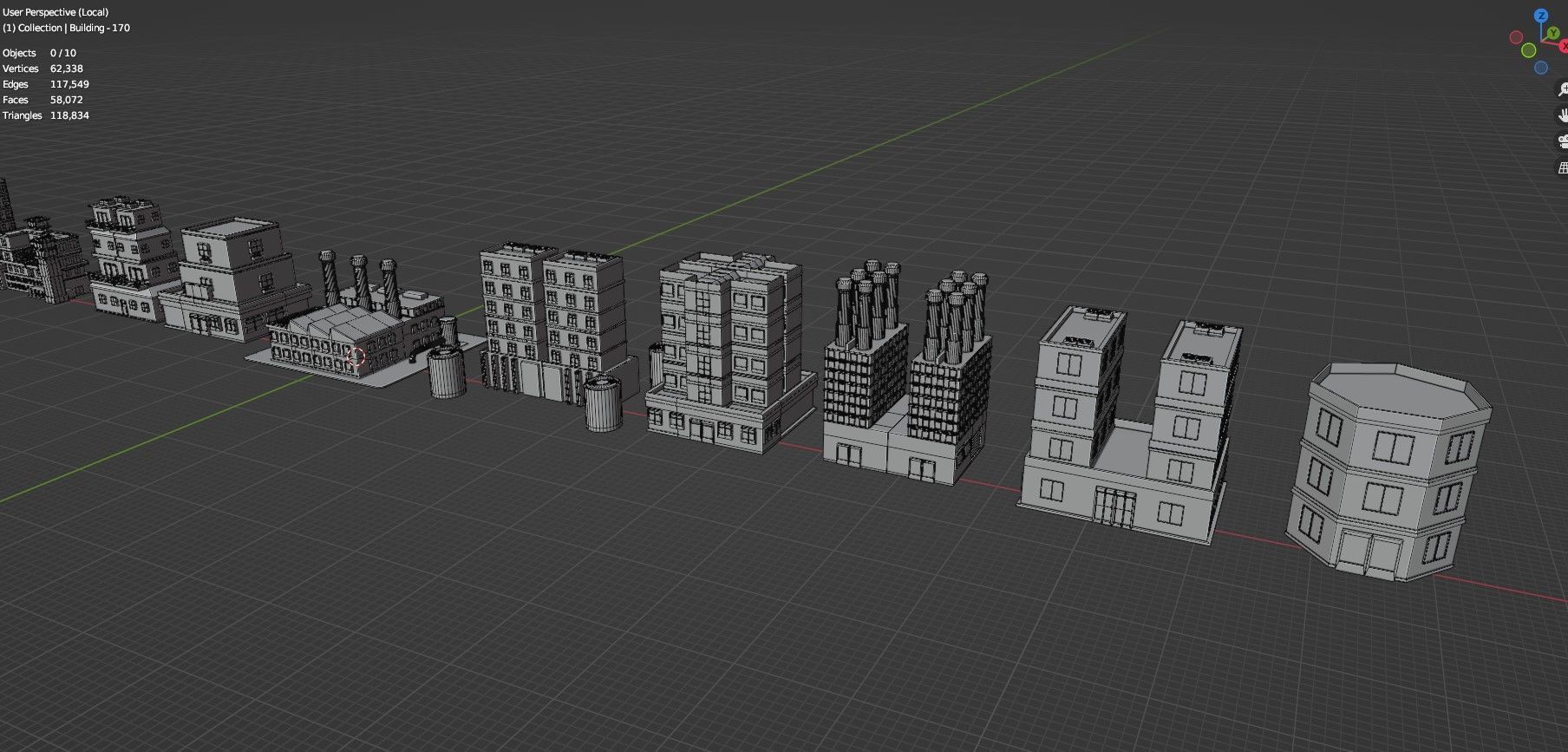 Low Poly City Buildings Pack Of 220 - Game Ready - Untextured  Low-poly 3D model_148