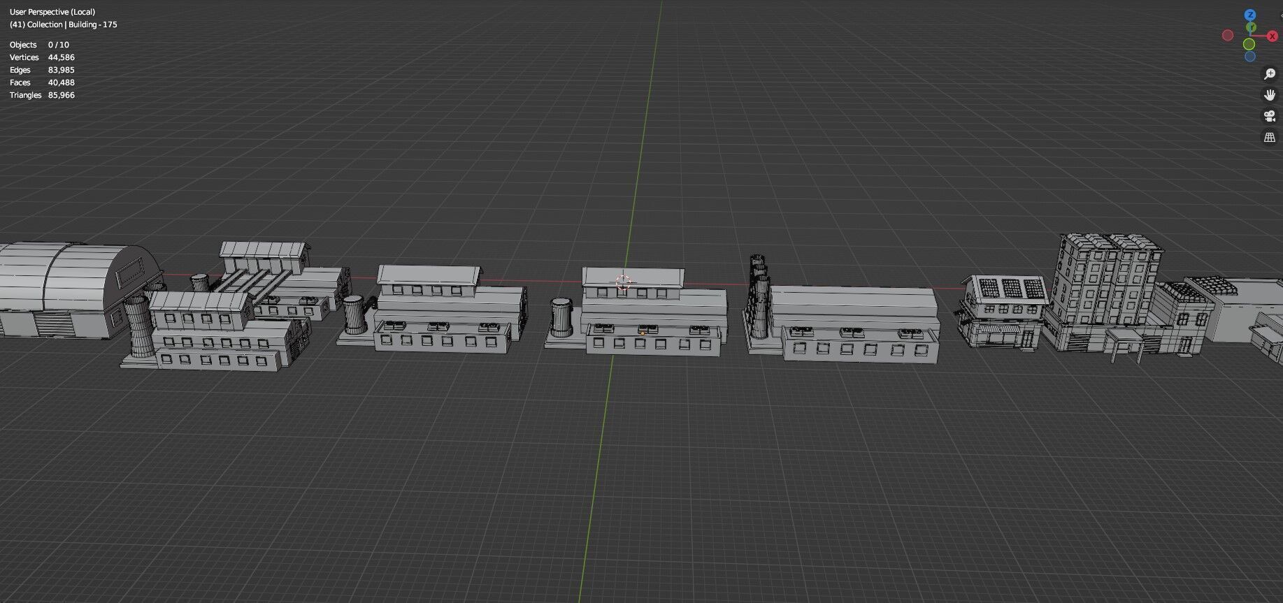 Low Poly City Buildings Pack Of 220 - Game Ready - Untextured  Low-poly 3D model_146