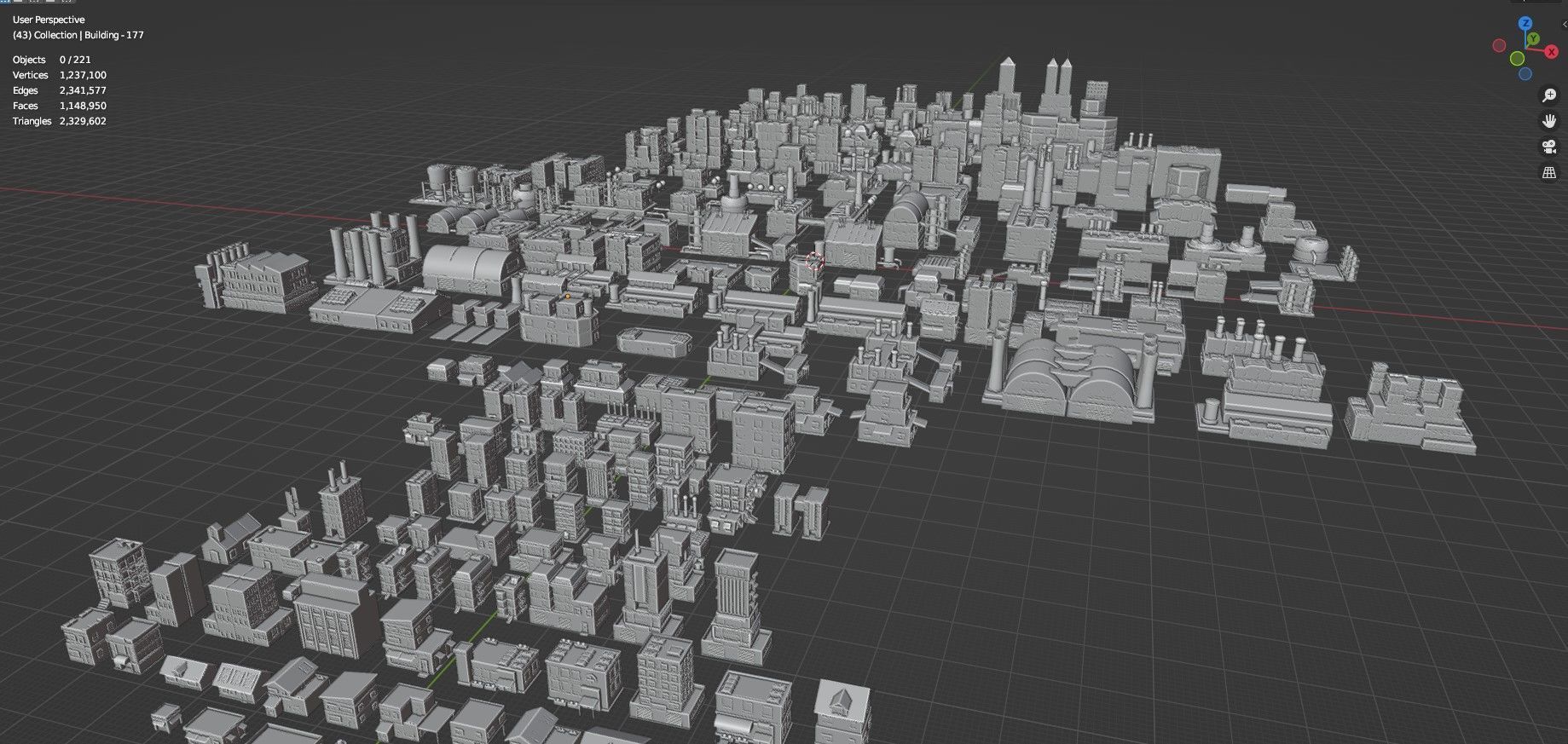 Low Poly City Buildings Pack Of 220 - Game Ready - Untextured  Low-poly 3D model_86