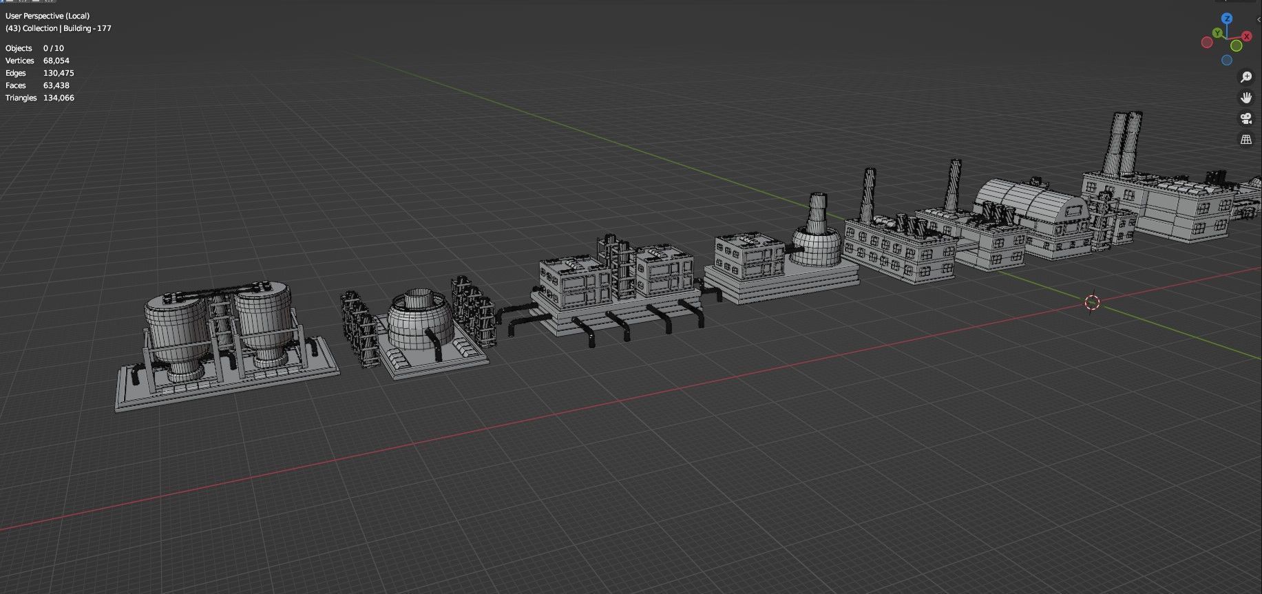 Low Poly City Buildings Pack Of 220 - Game Ready - Untextured  Low-poly 3D model_106