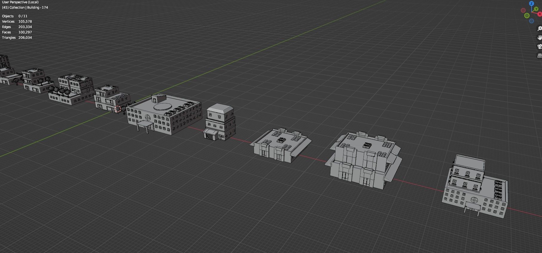 Low Poly City Buildings Pack Of 220 - Game Ready - Untextured  Low-poly 3D model_144