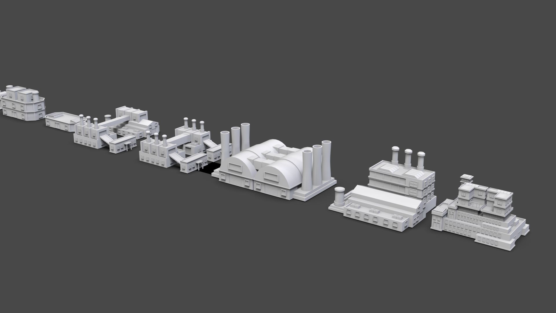 Low Poly City Buildings Pack Of 220 - Game Ready - Untextured  Low-poly 3D model_20