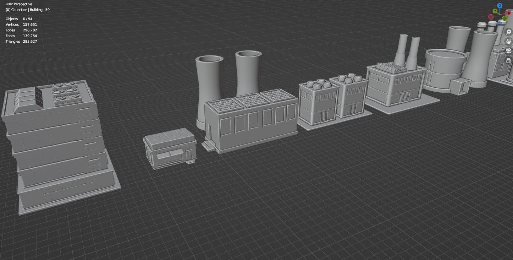 Low Poly City Buildings Pack Of 220 - Game Ready - Untextured  Low-poly 3D model_120