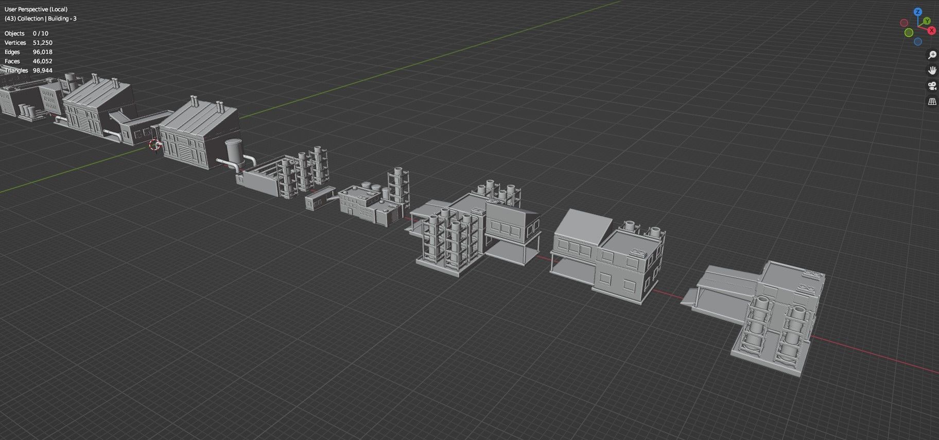 Low Poly City Buildings Pack Of 220 - Game Ready - Untextured  Low-poly 3D model_83