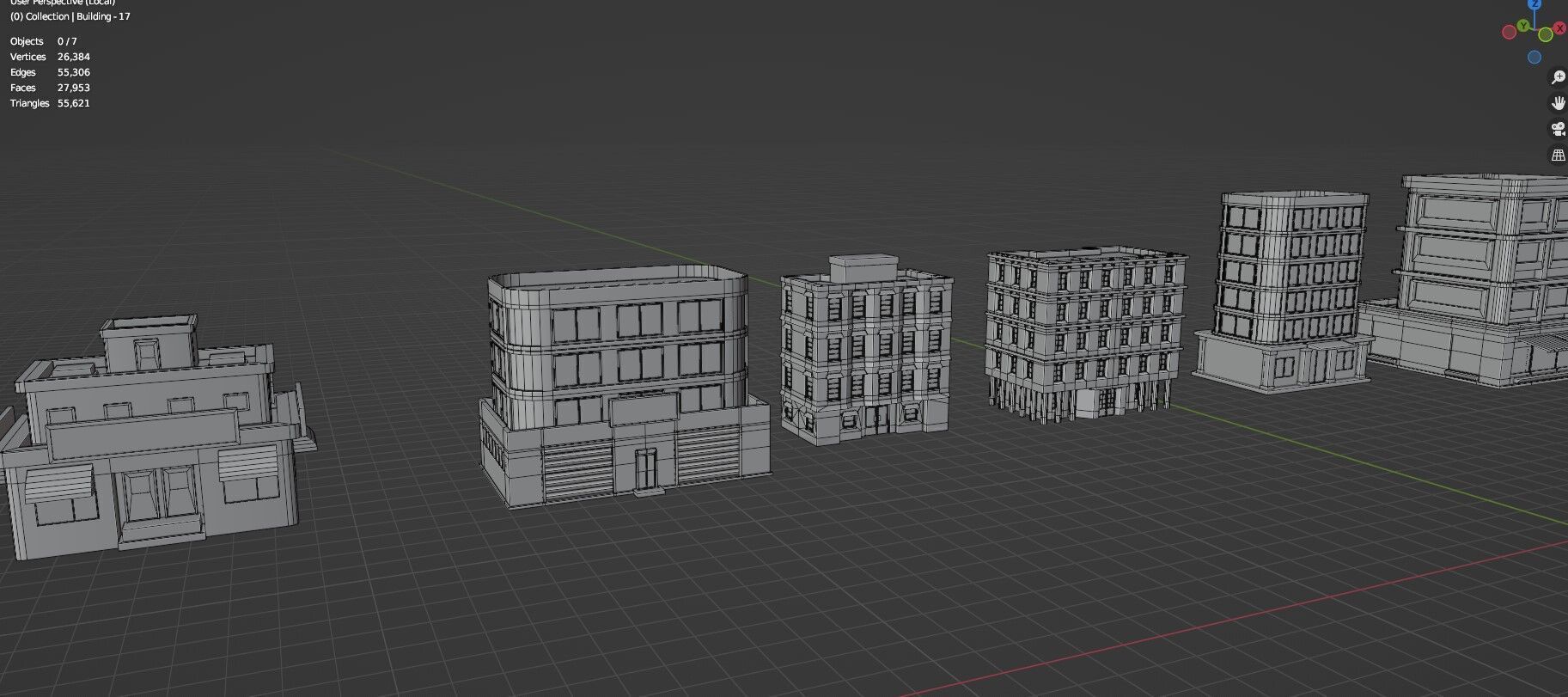 Low Poly City Buildings Pack Of 220 - Game Ready - Untextured  Low-poly 3D model_113