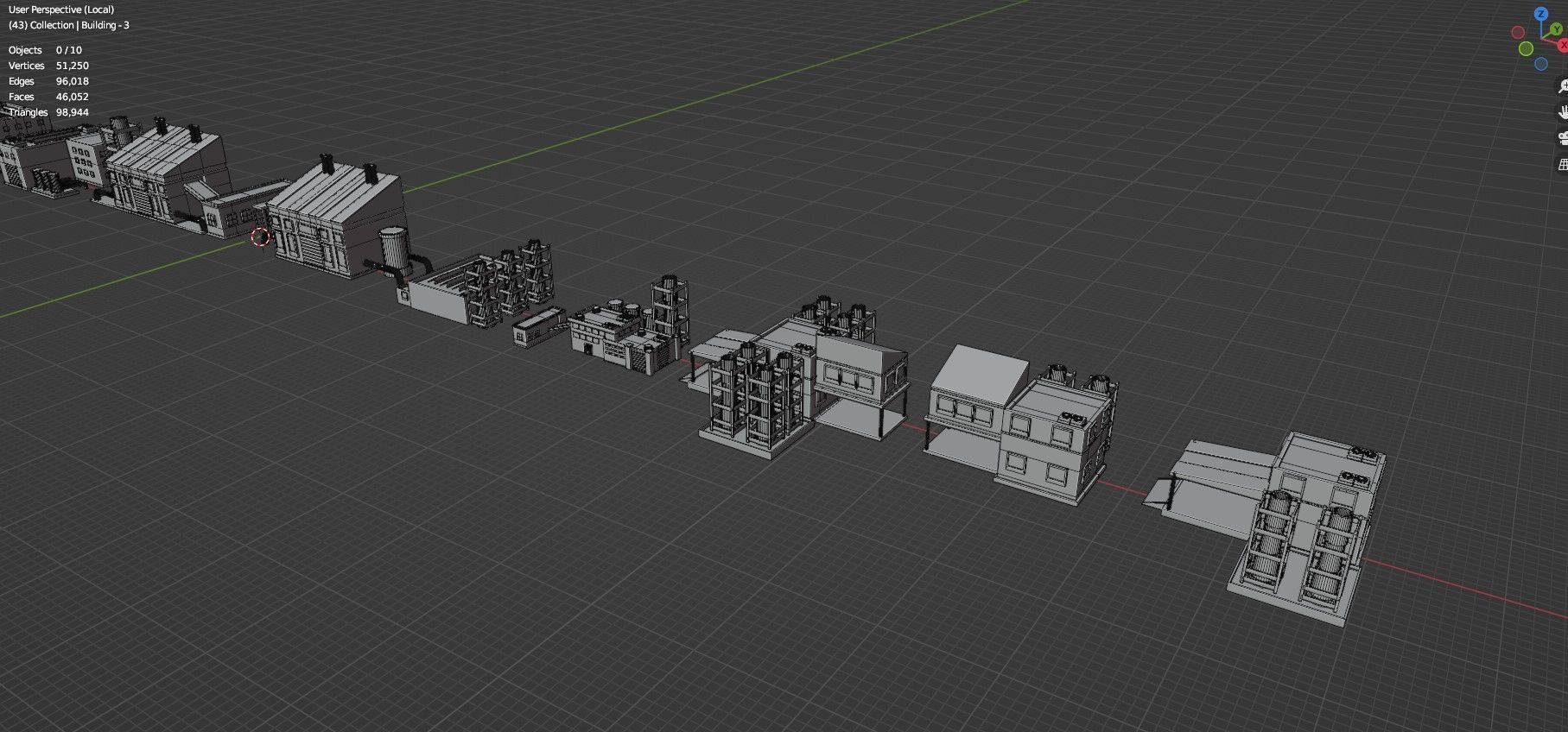 Low Poly City Buildings Pack Of 220 - Game Ready - Untextured  Low-poly 3D model_145