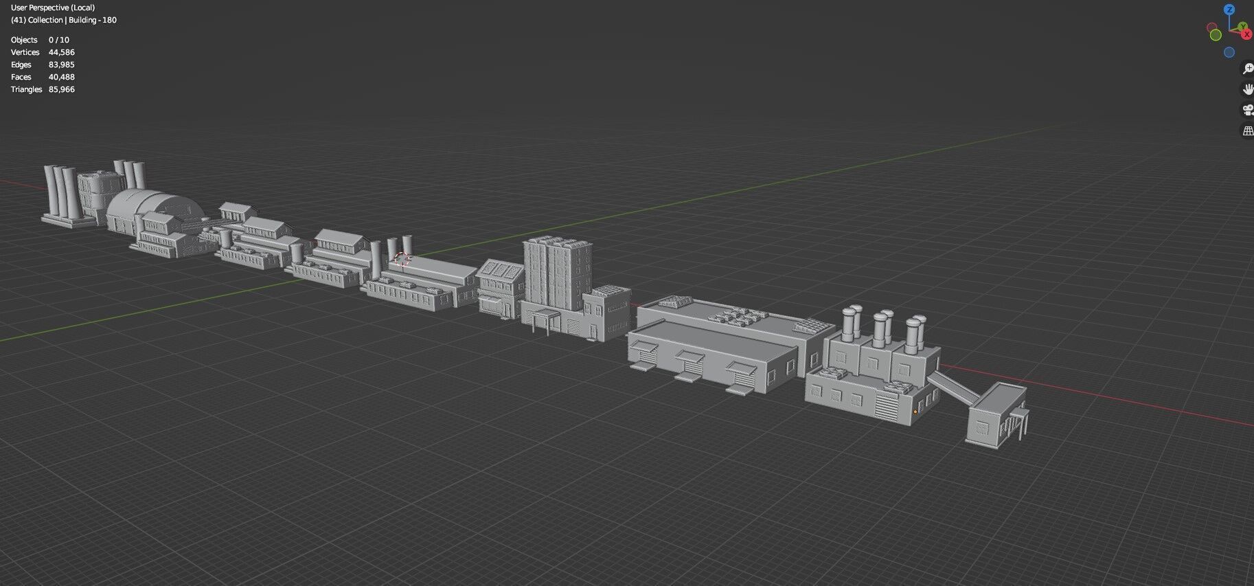 Low Poly City Buildings Pack Of 220 - Game Ready - Untextured  Low-poly 3D model_80