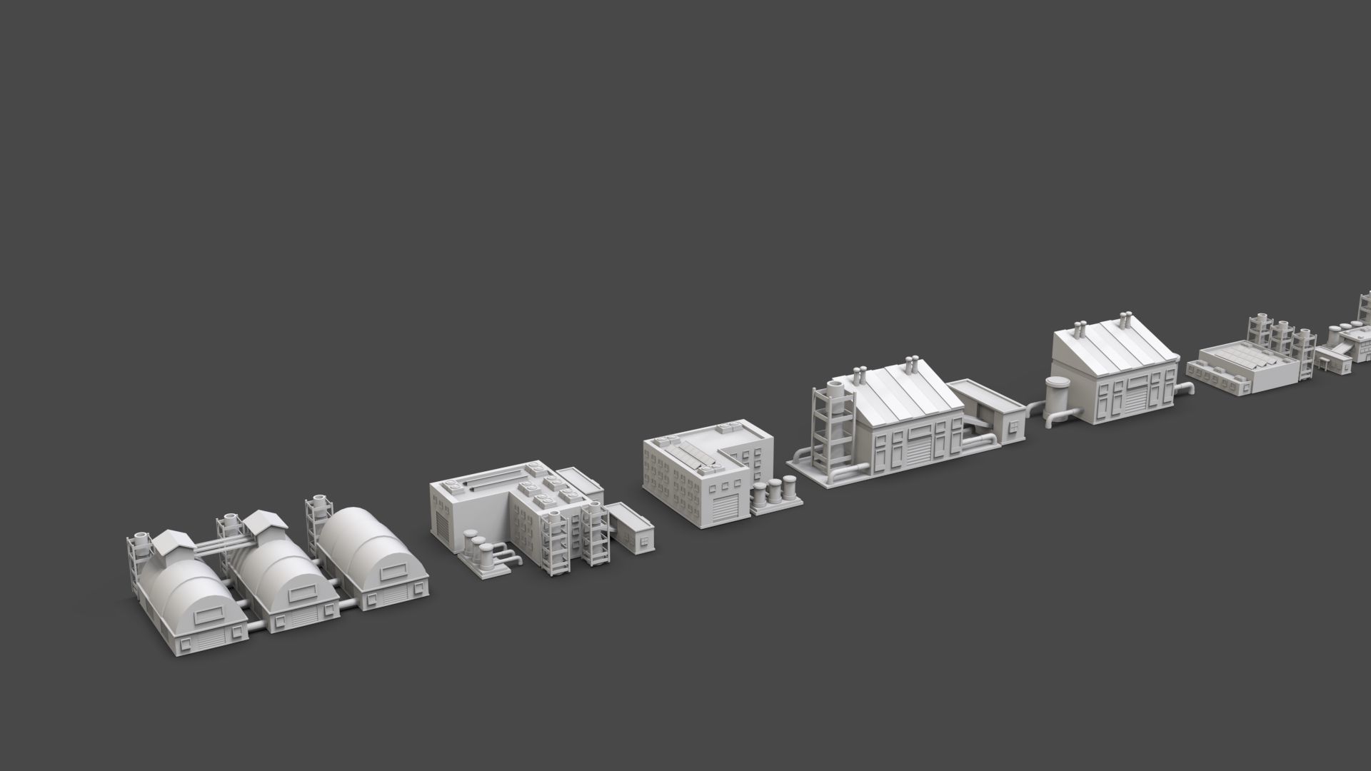 Low Poly City Buildings Pack Of 220 - Game Ready - Untextured  Low-poly 3D model_74