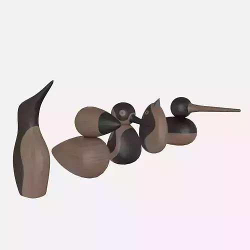 Wood birds collection 5 items