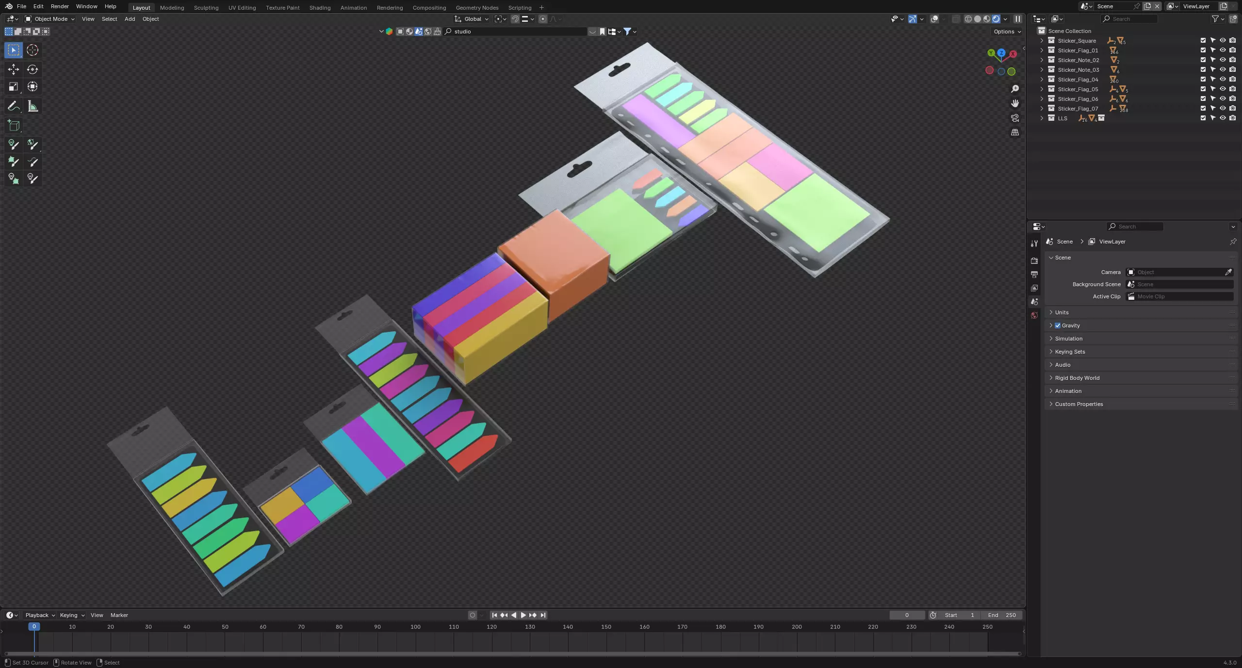 Sticky Notes Collection 3D model_0
