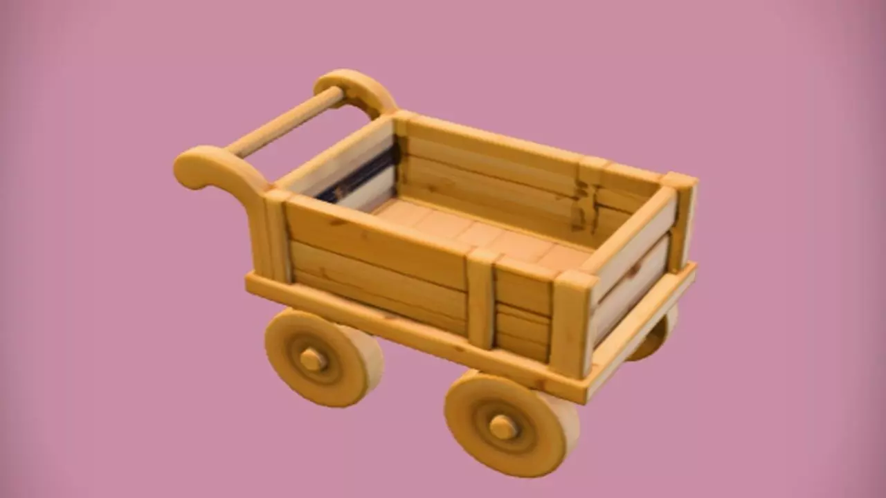 wooden toy cart 3D model_0