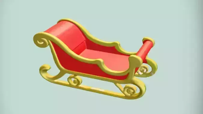 Winter Sleigh 3D Game Ready Model