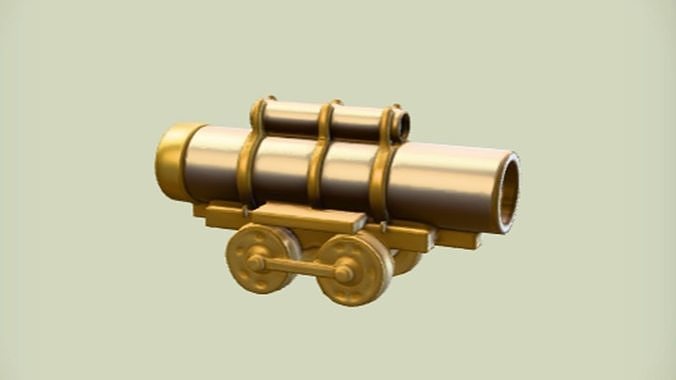 steampunk style cannon on wheels 3D model