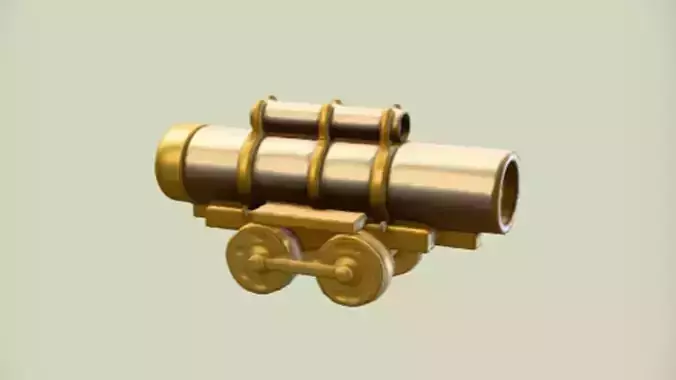 steampunk style cannon on wheels 3D model