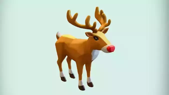 Low poly reindeer figurine