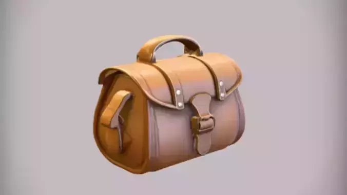 Leather handbag with buckle straps