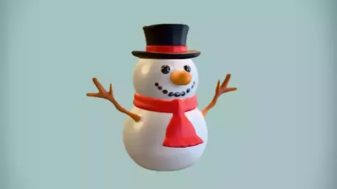 cute snowman with hat and scarf 