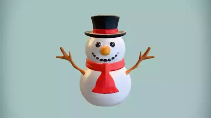 cute snowman with hat and scarf