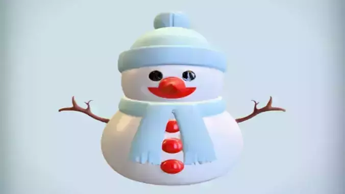 Cute cartoon snowman with a hat